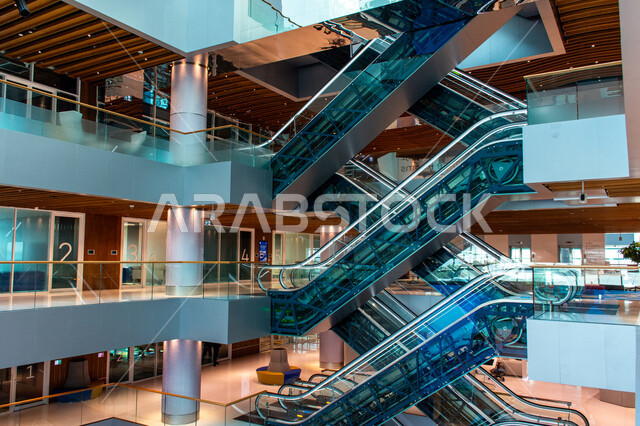   المكتبات العلمية في الامارات العربية المتحدة، الديكورات والتصاميم الداخلية الفاخرة، مكان للقراء ومحبي العلم والمعرفة، تأمين وسائل الراحة للقراء، اكتساب المعرفة وتنمية الذخيرة اللغوية، السلالم الكهربائية في مكتبة محمد بن راشد الثرية بالمجلات والمعاجم في امارة دبي