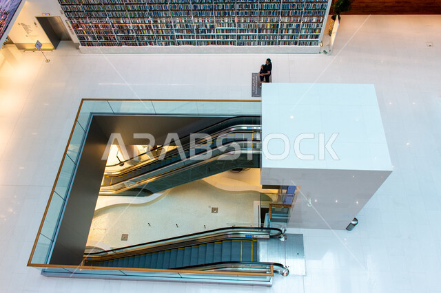 Providing comfort for readers, acquiring knowledge and developing linguistic stock, escalators in the Mohammed bin Rashid Library, rich in magazines and dictionaries in the Emirate of Dubai, scientific libraries in the United Arab Emirates, luxurious interior designs and decorations, a place for readers and lovers of science and knowledge