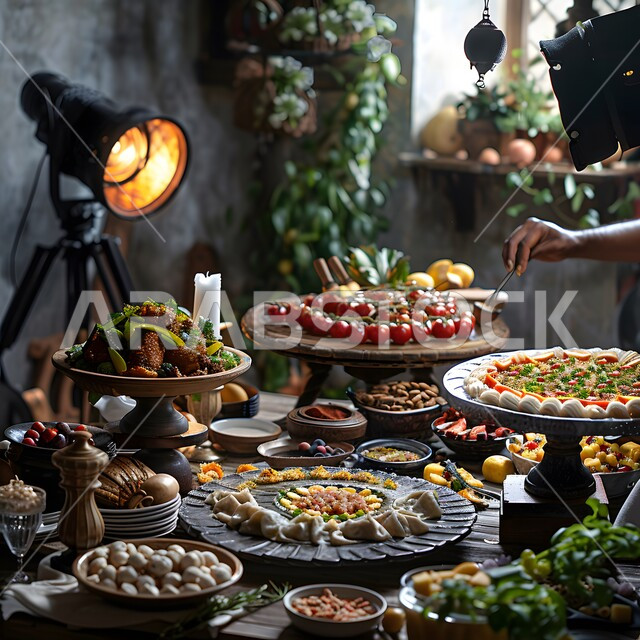 The atmosphere of celebrating holidays and occasions, delicious fresh fruits, a table full of traditional popular sweets, warm hospitality and warm reception on Eid, local and national products from the Kingdom of Saudi Arabia.