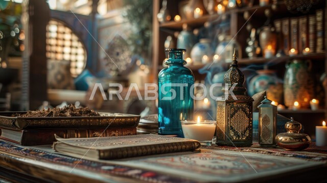 العطور العريبة الأصيلة والشموع الفاخرة, محل تجاري لبيع الأغراض والتحف الأثرية القديمة في المملكة, الفوانيس التراثية النحاسية المزخرفة, زينة الاعياد والمناسبات الاسلامية, اكسسوارات شعبية مصنوعة يدوياً في السعودية