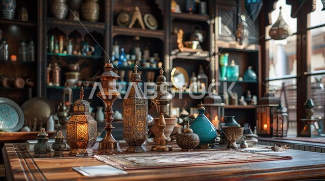 محل تجاري لبيع الأغراض والتحف الأثرية القديمة في المملكة, الفوانيس التراثية النحاسية المزخرفة, زينة الاعياد والمناسبات الاسلامية, العطور العريبة الأصيلة والشموع الفاخرة, اكسسوارات شعبية مصنوعة يدوياً في السعودية