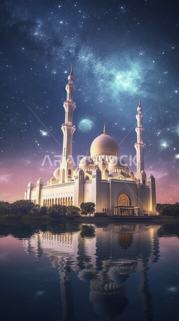 مفهوم العبادة والتقرب إلى الله تعالى، مآذن و قبب المساجد على الطراز الاسلامي، نداء المسلمين لأداء الفرائض والصلوات، الديكورات والتصاميم الهندسية الدينية المتميزة، منظر السماء في وقت غروب الشمس