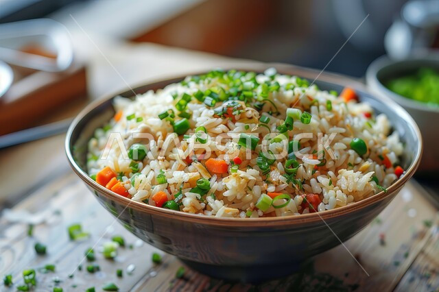 مأكولات وأطباق عربية تقليدية، طبق من أرز البرياني المطهي، وصفات الطعام الصحية الشهية، صحن من رز الكبسة مع بيض مسلوق، فنون تقديم الطعام في المطاعم الشرقية