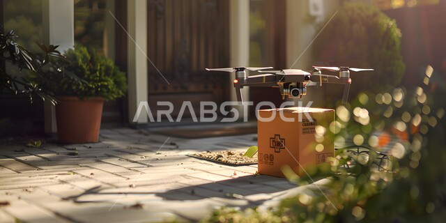 عملية شحن وتوصيل موثوقه,  احدث تقنيات التوصيل السريع, توصيل البضائع بواسطة الدرون، ايصال الطرود بواسطة الطائرات بدون طيار، نقل الصناديق بكفاءة وأمان في المناطق الحضرية في المملكة العربية السعودية