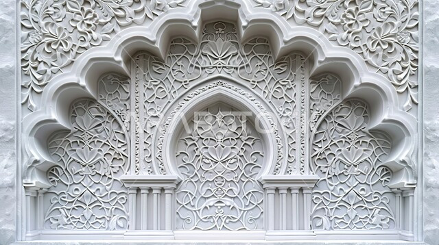 الأقواس والزخارف على الجدران في مساجد المملكة العربية السعودية, تصاميم وديكورات ونقوش ملونة دينية, الفن الهندسي المعماري على الطراز العصري الحديث لبناء أماكن العبادة والتقرب إلى الله تعالى، خلفية إسلاميه