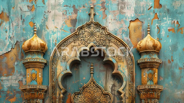 الأقواس والزخارف على الجدران في مساجد المملكة العربية السعودية, تصاميم وديكورات ونقوش ملونة دينية, الفن الهندسي المعماري على الطراز العصري الحديث لبناء أماكن العبادة والتقرب إلى الله تعالى، خلفية إسلاميه