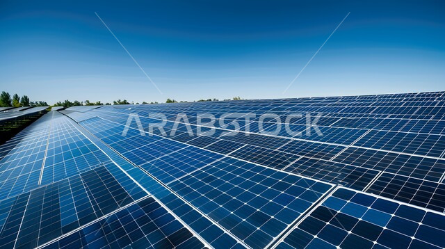 محطات الطاقات الشمسية المتجددة, مفهوم انتاج الطاقة البديلة الصديقة للبيئة في المملكة العربية السعودية, صورة من الأعلى لألواح الطاقة الكهروضوئية