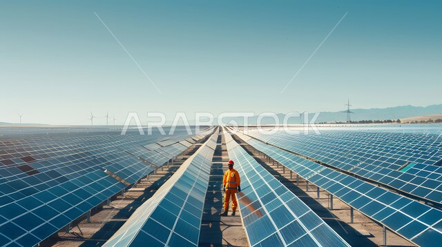 محطات الطاقات الشمسية المتجددة, مفهوم انتاج الطاقة البديلة الصديقة للبيئة في المملكة العربية السعودية, صورة من الأعلى لألواح الطاقة الكهروضوئية