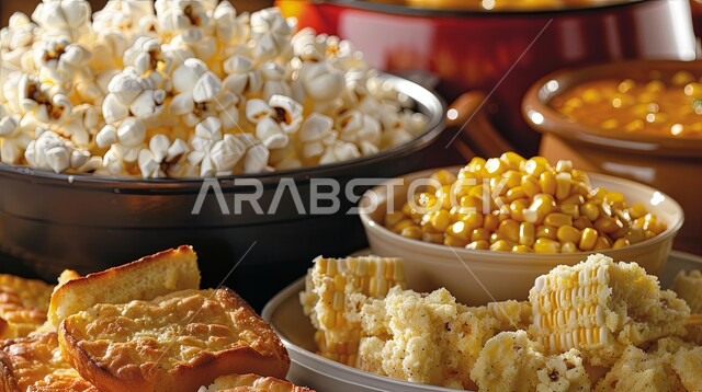 المقبلات والتسالي الصحية، منتجات ومحاصيل وطنية محلية سعودية، حبوب الفوشاراللذيذة، عرانيس الذرة المسلوقة