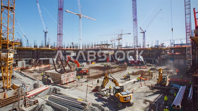 أعمال البناء والمقاولات والتطوير العقاري، إنشاء الأساسات والهياكل للمشروعات السكنية والمصانع، التطور المعماري والحضاري في المملكة العربية السعودية، تشييد المباني والمشاريع الضخمة، مفهوم تحسين البنية التحتية للبلاد