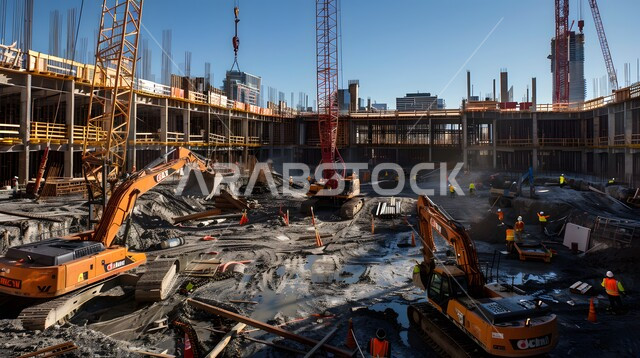 أعمال البناء والمقاولات والتطوير العقاري، إنشاء الأساسات والهياكل للمشروعات السكنية والمصانع، التطور المعماري والحضاري في المملكة العربية السعودية، تشييد المباني والمشاريع الضخمة، مفهوم تحسين البنية التحتية للبلاد