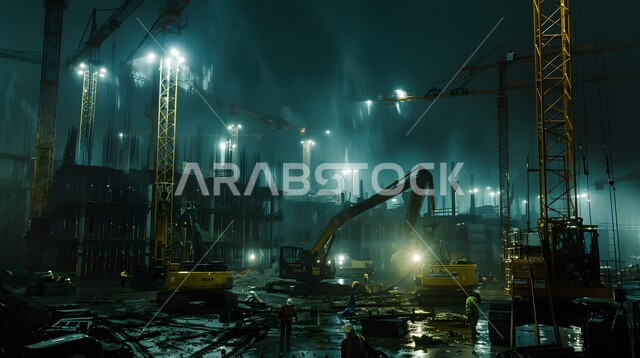 إنشاء الأساسات والهياكل للمشروعات السكنية والمصانع، التطور المعماري والحضاري في المملكة العربية السعودية، تشييد المباني والمشاريع الضخمة، مفهوم تحسين البنية التحتية للبلاد، أعمال البناء والمقاولات والتطوير العقاري