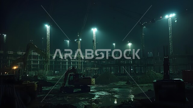 إنشاء الأساسات والهياكل للمشروعات السكنية والمصانع، التطور المعماري والحضاري في المملكة العربية السعودية، تشييد المباني والمشاريع الضخمة، مفهوم تحسين البنية التحتية للبلاد، أعمال البناء والمقاولات والتطوير العقاري