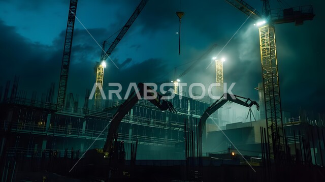 إنشاء الأساسات والهياكل للمشروعات السكنية والمصانع، التطور المعماري والحضاري في المملكة العربية السعودية، تشييد المباني والمشاريع الضخمة، مفهوم تحسين البنية التحتية للبلاد، أعمال البناء والمقاولات والتطوير العقاري