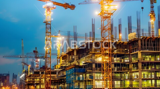 إنشاء الأساسات والهياكل للمشروعات السكنية والمصانع، التطور المعماري والحضاري في المملكة العربية السعودية، تشييد المباني والمشاريع الضخمة، مفهوم تحسين البنية التحتية للبلاد، أعمال البناء والمقاولات والتطوير العقاري