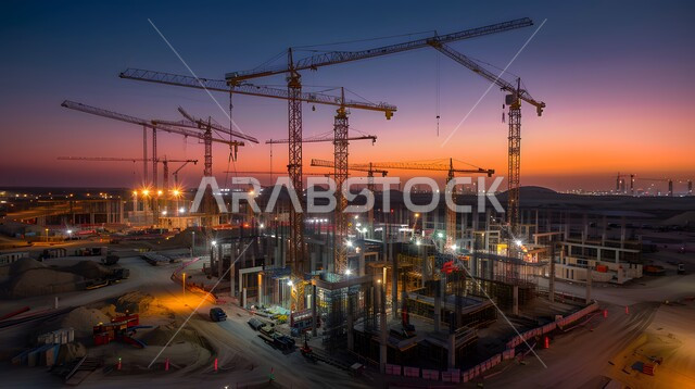 مفهوم تحسين البنية التحتية للبلاد، أعمال البناء والمقاولات والتطوير العقاري، إنشاء الأساسات والهياكل للمشروعات السكنية والمصانع، التطور المعماري والحضاري في المملكة العربية السعودية، تشييد المباني والمشاريع الضخمة