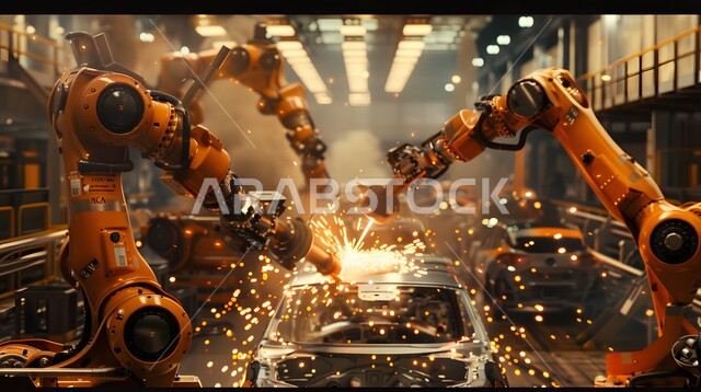 ورشات متطورة في انتاج وتصنيع السيارات الحديثة، علوم و تكنولوجيا الذكاء الاصطناعي في المجال الهندسي، تحقيق الثورة الصناعية، رؤية سعودية مستقبلية 2030، الاعتماد على التشغيل الآلي في معامل ومصانع المملكة العربية السعودية