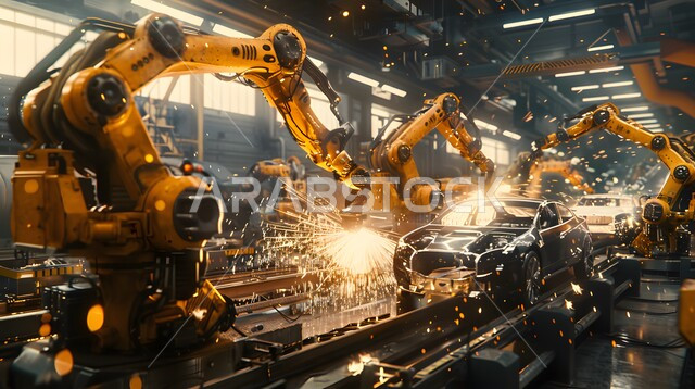 ورشات متطورة في انتاج وتصنيع السيارات الحديثة، علوم و تكنولوجيا الذكاء الاصطناعي في المجال الهندسي، تحقيق الثورة الصناعية، رؤية سعودية مستقبلية 2030، الاعتماد على التشغيل الآلي في معامل ومصانع المملكة العربية السعودية