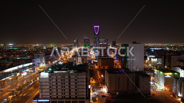 Kingdom Tower in the famous Olaya district in Riyadh, Saudi Arabia, neighborhoods of the city of Riyadh, towers and architectural structures, tourism in Saudi Arabia