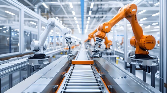 تحسين الانتاج باستخدام الالات والمعدات الذكية, الاعتماد على التشغيل الآلي في معامل المملكة, دمج التقنية الحديثة والتكنولوجيا في عمل المصانع والشركات الصناعية السعودية, رؤية سعودية مستقبلية 2030، تحقيق الثورة الصناعية، أذرع الروبوتات تتحكم بسير الخطوط المنتجة