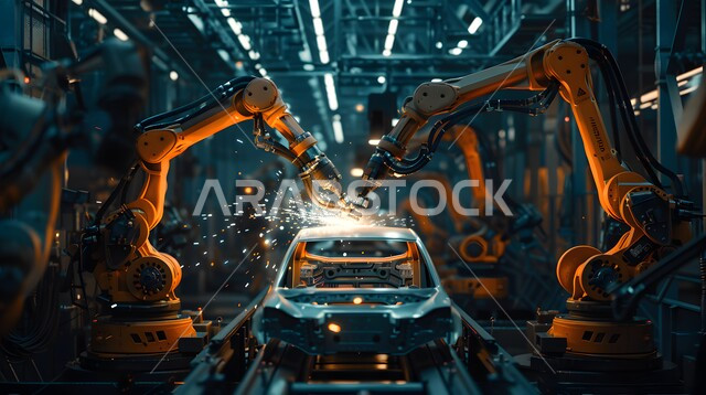 دمج التكنولوجيا والتقنيات الحديثة في مجال الميكانيك, تحقيق الثورة الصناعية، رؤية سعودية مستقبلية 2030، التشغيل الآلي لخطوط الانتاج في معامل ومصانع المملكة, استخدام روبوتات متطورة في تصنيع السيارات والمركبات, الاعتماد على أذرع الآلات في عمليات الإصلاح واللحام