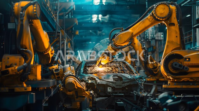 Future Saudi Vision 2030, relying on machine arms in repair and welding operations, using advanced robots in manufacturing cars and vehicles, automating production lines in the Kingdom’s laboratories and factories, integrating modern technology and techniques in the field of mechanics, achieving the industrial revolution.