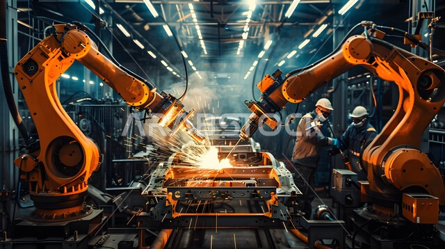 استخدام روبوتات متطورة في تصنيع السيارات والمركبات, التشغيل الآلي لخطوط الانتاج في معامل ومصانع المملكة, دمج التكنولوجيا والتقنيات الحديثة في مجال الميكانيك, تحقيق الثورة الصناعية، رؤية سعودية مستقبلية 2030، الاعتماد على أذرع الآلات في عمليات الإصلاح واللحام