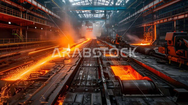 صهر الحديد وصبه في قوالب خاصة, الاعتماد على التشغيل الآلي في عملية التذويب والتبريد، مصانع المعادن الخام في المملكة العربية السعودية, خط إنتاج الفولاذ والمعادن المختلفة, معامل الصناعات الحرارية السعودية, الآلات والمعدات الثقيلة المقاومة للحرارة