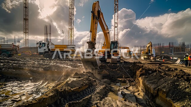 تشييد المباني والمشاريع الضخمة، مفهوم تحسين البنية التحتية للبلاد، أعمال البناء والمقاولات والتطوير العقاري، إنشاء الأساسات والهياكل للمشروعات السكنية والمصانع, التطور المعماري والحضاري في المملكة العربية السعودية