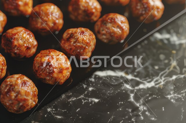 Oriental Arabic cuisine restaurants, a plate full of delicious meatballs, grilled chicken recipes with various flavors, healthy foods and meals, delicious hot lamb meals, the art of presentation in the kitchens of the Kingdom