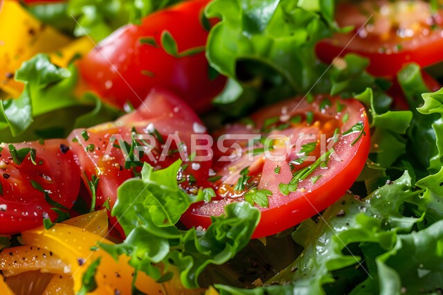 مطاعم للمأكولات الشرقية، الأساليب الفنية في تقديم الطعام، وعاء مليء بقطع الخضراوات والخبز المحمص، أطباق شعبية تقليدية في السعودية، طبق من سلطة الفتوش والمقبلات العربية