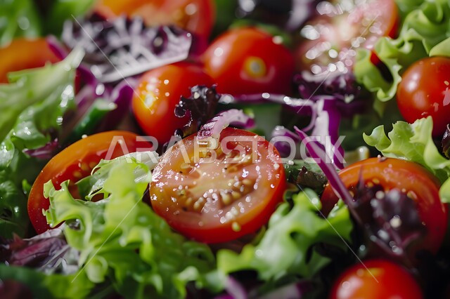 مطاعم للمأكولات الشرقية، الأساليب الفنية في تقديم الطعام، وعاء مليء بقطع الخضراوات والخبز المحمص، أطباق شعبية تقليدية في السعودية، طبق من سلطة الفتوش والمقبلات العربية