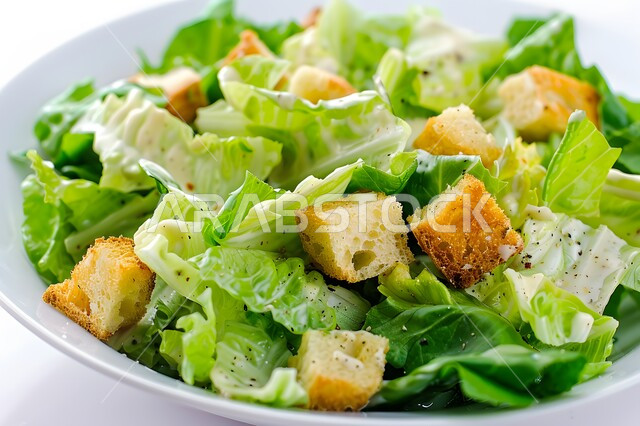 Delicious vegetable salad, pieces of fresh lettuce vegetables, Caesar salad, a healthy and delicious cold appetizer dish, healthy diet meals, useful restaurants and foods, delicious fast food meals.