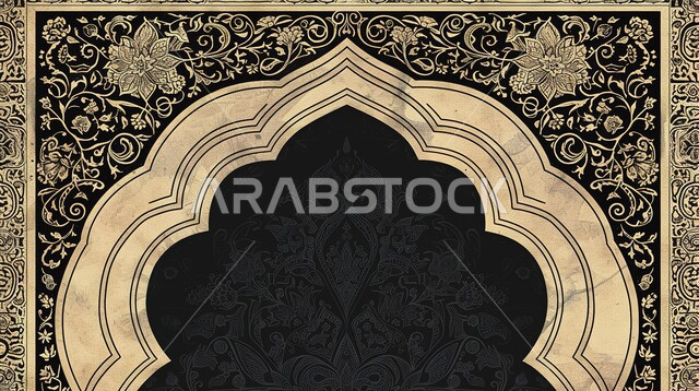  ديكورات وزخارف اسلاميه على شكل قوس، قالب تصميم إسلامي مزخرف،  الفن الهندسي العصري الحديث،  تصاميم ديكور  ديني ، خلفية إسلاميه