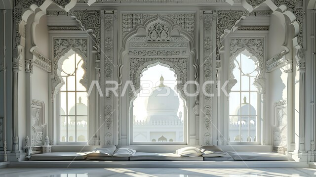  تصاميم وديكورات اسلامية مزخرفة، إطار ثري دي بزخارف دينية, مجسم ثلاثي الابعاد لمنبر جامع ، اسلاميات وعبادة الله ، الديكور الداخلي على الطراز الاسلامي الحديث