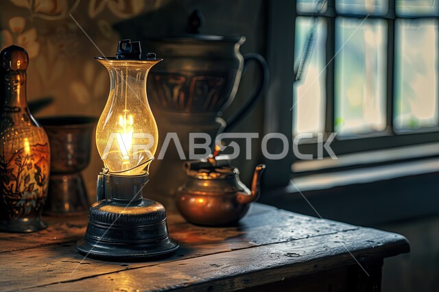  أنوار وديكورات في الأجواء الرمضانية الروحانية، الزينة والاكسسوارات العربية والفن الإسلامي، تحف اسلامية تقليدية للاحتفال بقدوم شهر الخير، فانوس معدني مزخرف مضيء