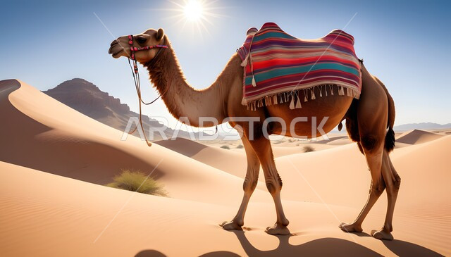 محمية طبيعية لتربية الإبل في المملكة العربية السعودية، جمل يسير في الصحراء، التلال والكثبان الرملية في المناطق الصحراوية، اهتمام السعوديين بالثديات، توارث حب الجمال من الأجداد