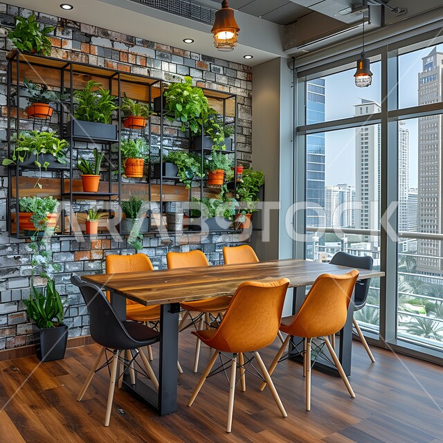  غرف مكتبية بتصاميم وديكورات داخلية فخمة، التصميم العصري الحديث للمكاتب في الشركات السعودية، النوافذ والواجهات الزجاجية، غرفة اجتماعات واسعة مع طاولة محاطة بكراسي