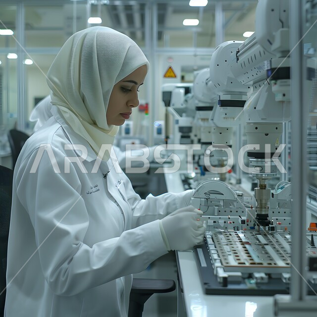 استعمال الأنابيب الزجاجية المعقمة لتحليل العينات المختلفة، معمل الصناعات الدوائية، مختبرات الفحوصات الطبية والتحاليل الكيمائية، صورة مقربة لمخبرية محجبة ترتدي القفازات والمعطف الطبي، إجراء تجارب وبحوث علمية عبر التكنولوجيا الحيوية