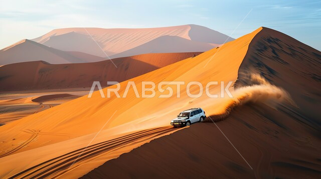   استخدام المركبات الحديثة في التنقلات البرية السريعة, وسائل النقل والمواصلات, قيادة السيارة في الطرق الوعرة والكثبان الرملية, السفر عبر الصحاري في المملكة العربية السعودية,الطبيعة الصحراوية والبيئة الجافة, مغامرات ورحلات سفاري