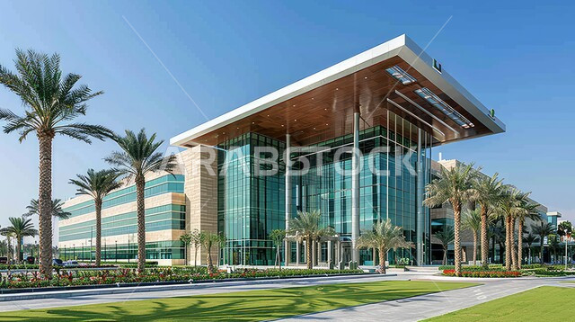 الطرقات والشوارع المزينة بأشجار النخيل،  الواجهات الزجاجية المتميزة،النمو والتقدم العمراني لمباني المشافي في المملكة العربية السعودية، مراكز متطورة لتقديم الرعاية الصحية، الفن الهندسي المعماري على الطراز