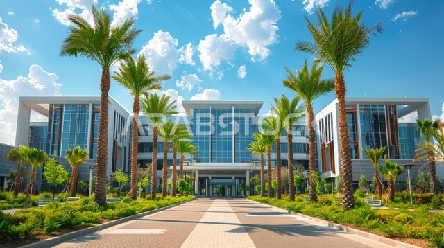 Palm trees on the edges of the road, the growth and urban progress of ...