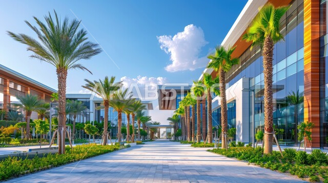 الواجهات الزجاجية الضخمة، النمو والتقدم العمراني لمباني المشافي في المملكة العربية السعودية، الفن الهندسي المعماري على الطراز الحديث، الاهتمام بزراعة أشجار النخيل والنباتات الخضراء حول المستشفيات، مراكز متطورة لتقديم الرعاية الصحية