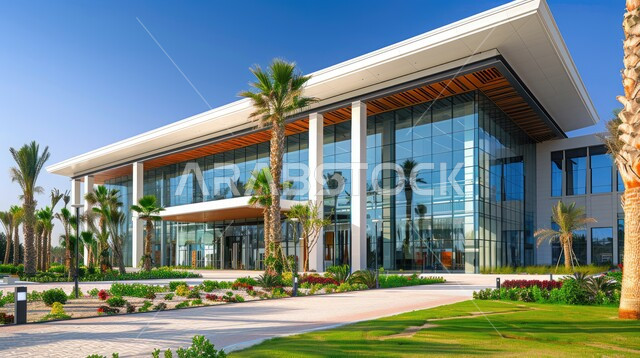 مراكز متطورة لتقديم الرعاية الصحية، الواجهات الزجاجية الضخمة ، النمو والتقدم العمراني لمباني المشافي في المملكة العربية السعودية، الفن الهندسي المعماري على الطراز الحديث، الاهتمام  في زراعة أشجار النخيل والنباتات الخضراء حول المستشفيات