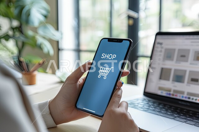 Online shopping service, using modern and advanced technologies, working on mobile and computer applications in purchasing products, online shopping from stores and electronic stores
