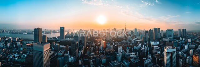  مفهوم تطوير وتحسين البنية التحتية، منظر تخيلي مستقبلي للتقدم و النمو العمراني، الفنون و التصاميم الهندسية المعمارية الحديثة لناطحات السحاب في المملكة، صورة بانورامية للأبراج والمباني والمنشآت التجارية، رؤية مستقبلية سعودية 2030