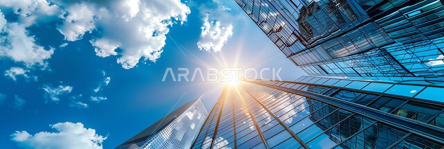 Saudi Vision 2030, concept of infrastructure development and improvement, imaginary future view of urban progress and growth, modern architectural arts and designs of skyscrapers in the Kingdom, panoramic image of towers, buildings and commercial facilities