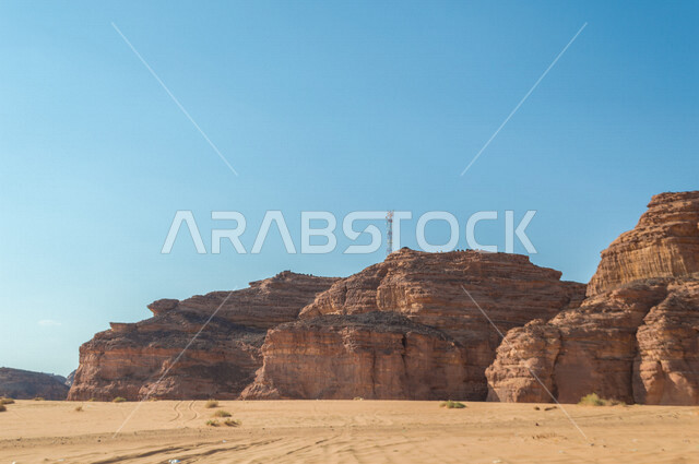 التكوين الصخري الطبيعي الجميل في العلا بالمملكة العربية السعودية ، جمال الطبيعة الخلابة