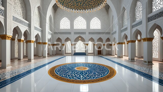 النقوش والزخارف للأعمدة والأقواس على الطراز الاسلامي، الفن الهندسي المعماري لمسجد عربي عريق، مفهوم العبادة والتقرب إلى الله تعالى، التصاميم والديكورات الداخلية الأنيقة للمساجد في المملكة العربية السعودية
