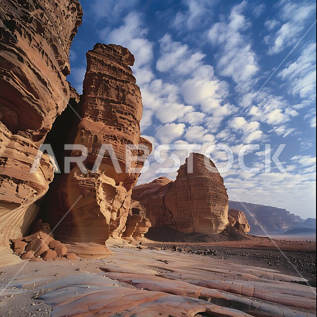  القمم والمرتفعات الجبلية وسط البيئة الرمليه، المناظر الطبيعية في المناطق الصحراوية في المملكة العربيه السعودية، معالم اثرية تاريخية قديمة، اماكن سياحية مشهورة، التكوينات والتشكيلات الصخرية في صحراء محافظة العلا